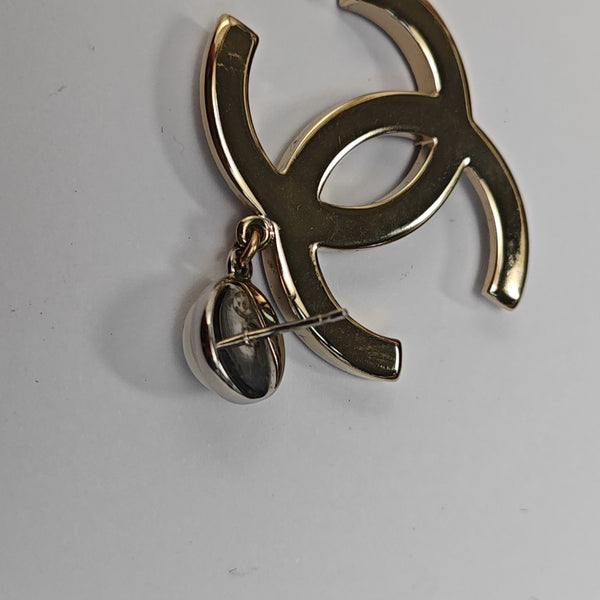 CC Logo Metal Gold Stud Earrings