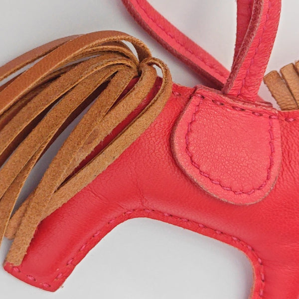Leather Bag Charm Red