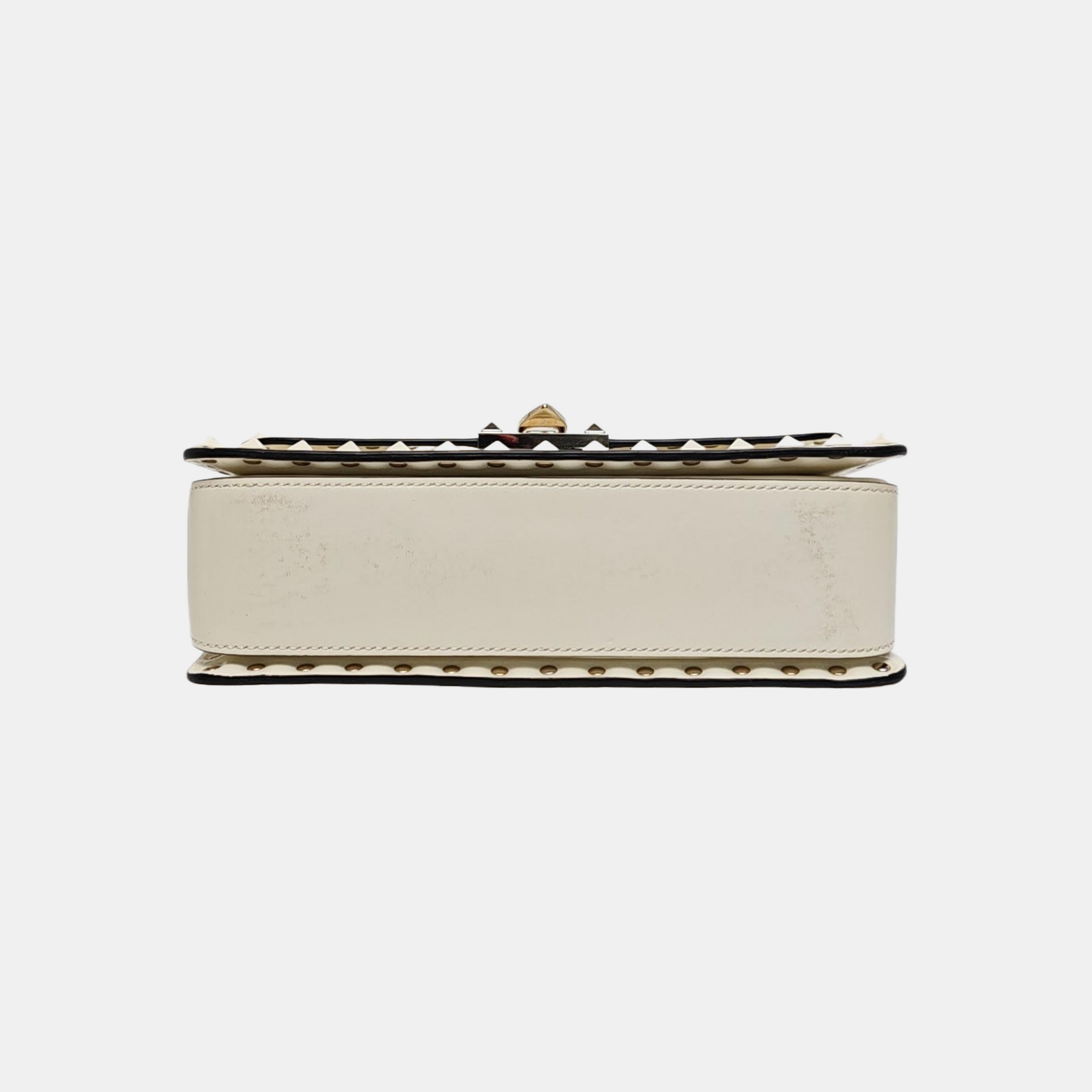 Rockstud Calfskin White