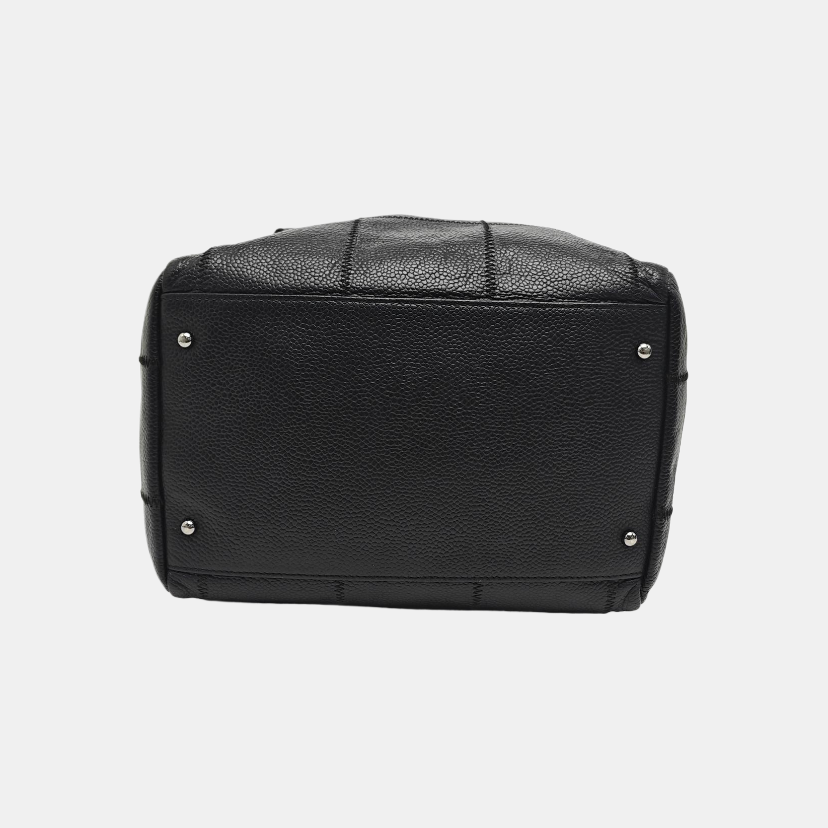 Quilted Grained Calfskin Shoulder Bag Black