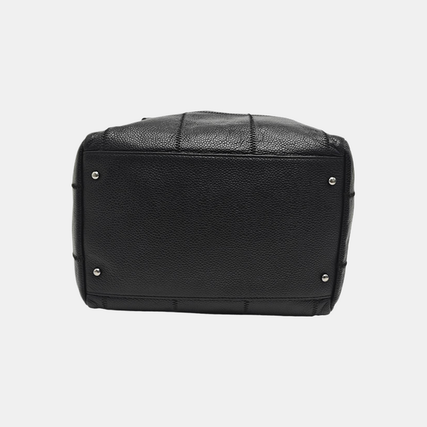Quilted Grained Calfskin Shoulder Bag Black