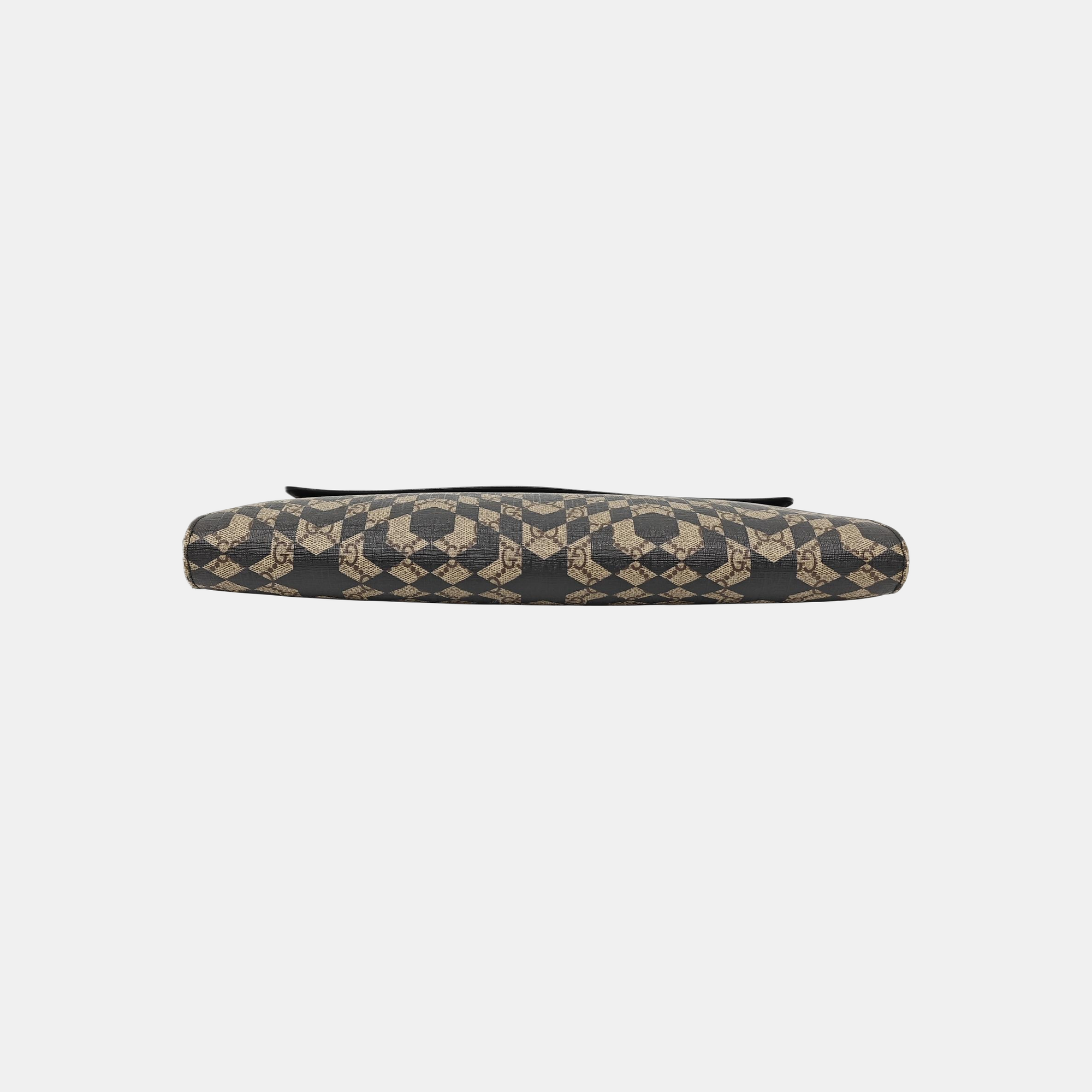 Monogram Coated Canvas Clutch Beige