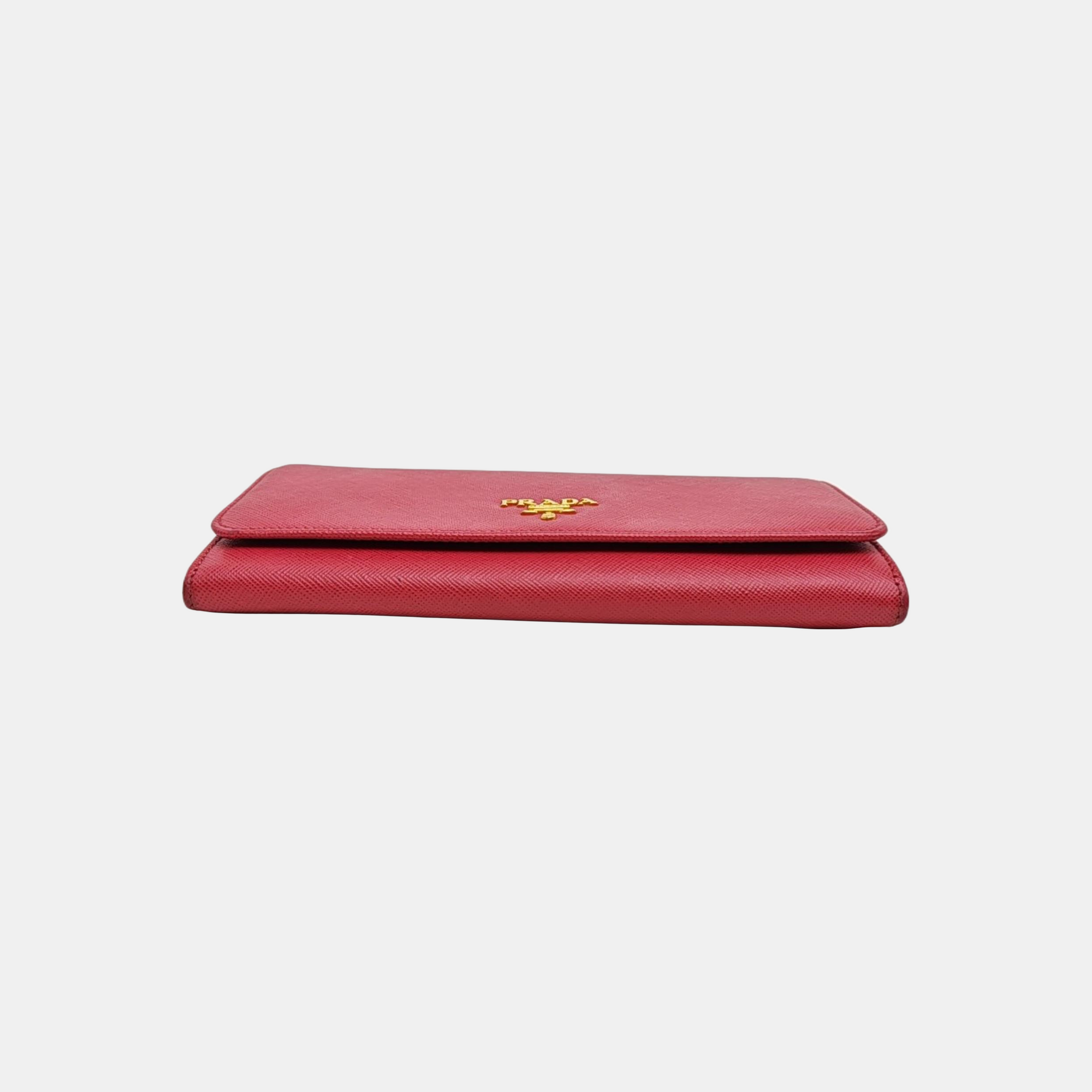 Fold Wallet Saffiano Calfskin Red Wallet