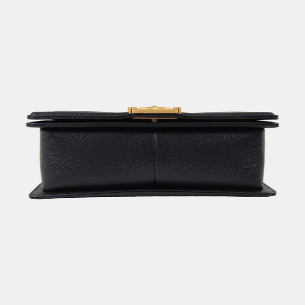 BOY CHANEL Medium Quilted Grained Calfskin Black