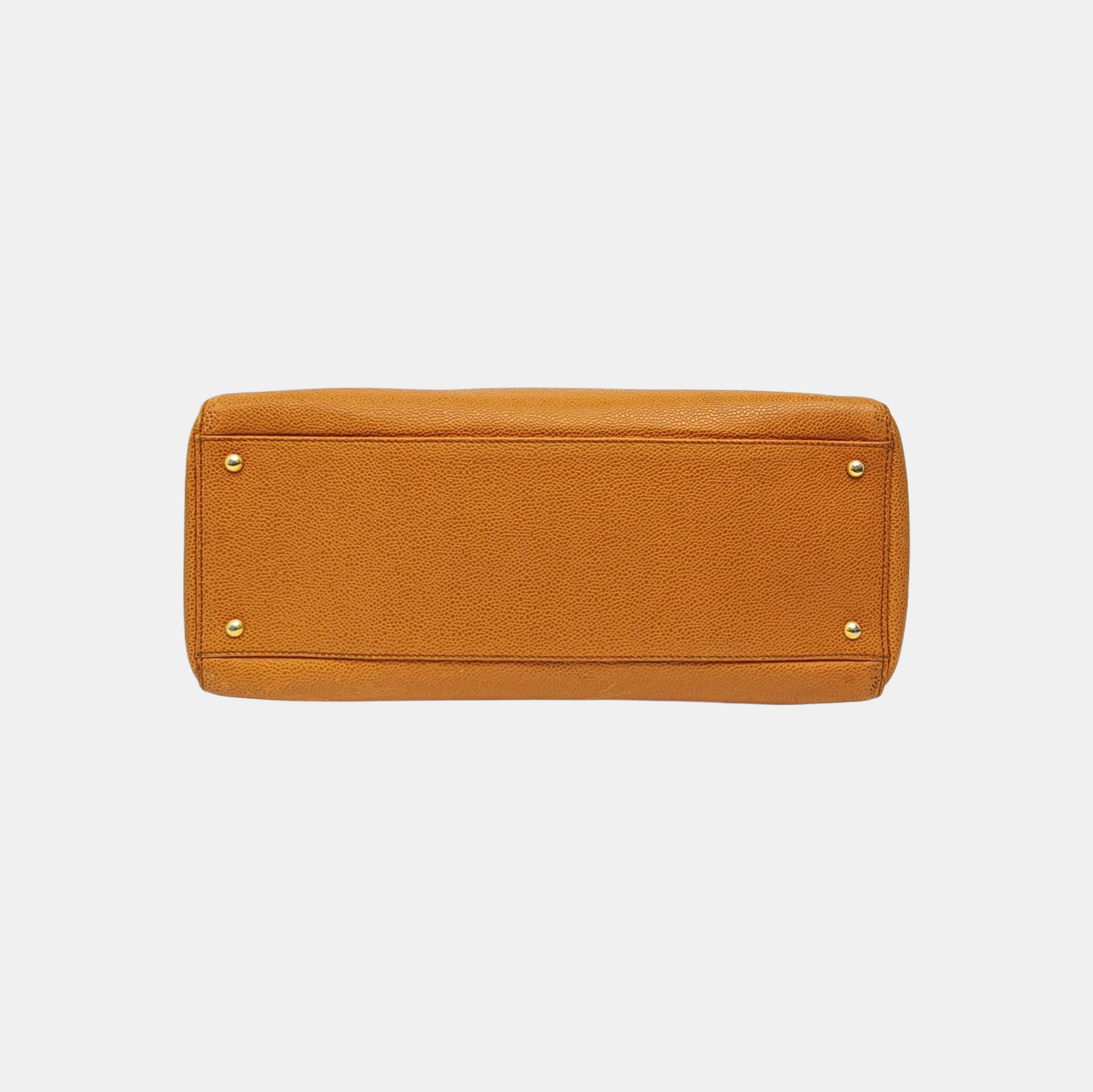 Quilted Grained Calfskin Shoulder Bag Orange