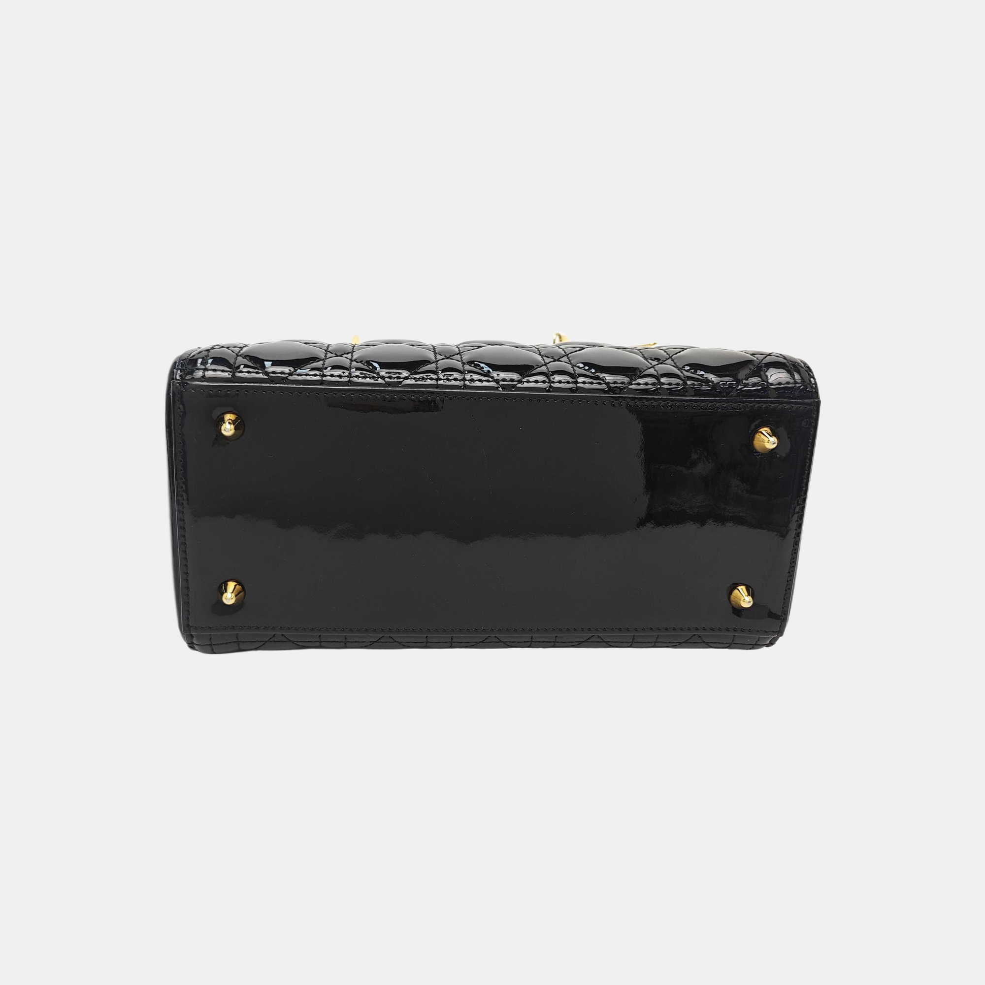 Lady Dior Medium Cannage Patent Leather Black
