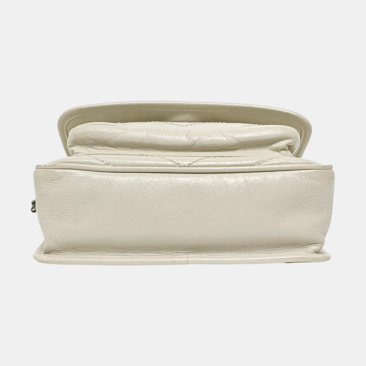NIKI Small Chevron Calfskin White