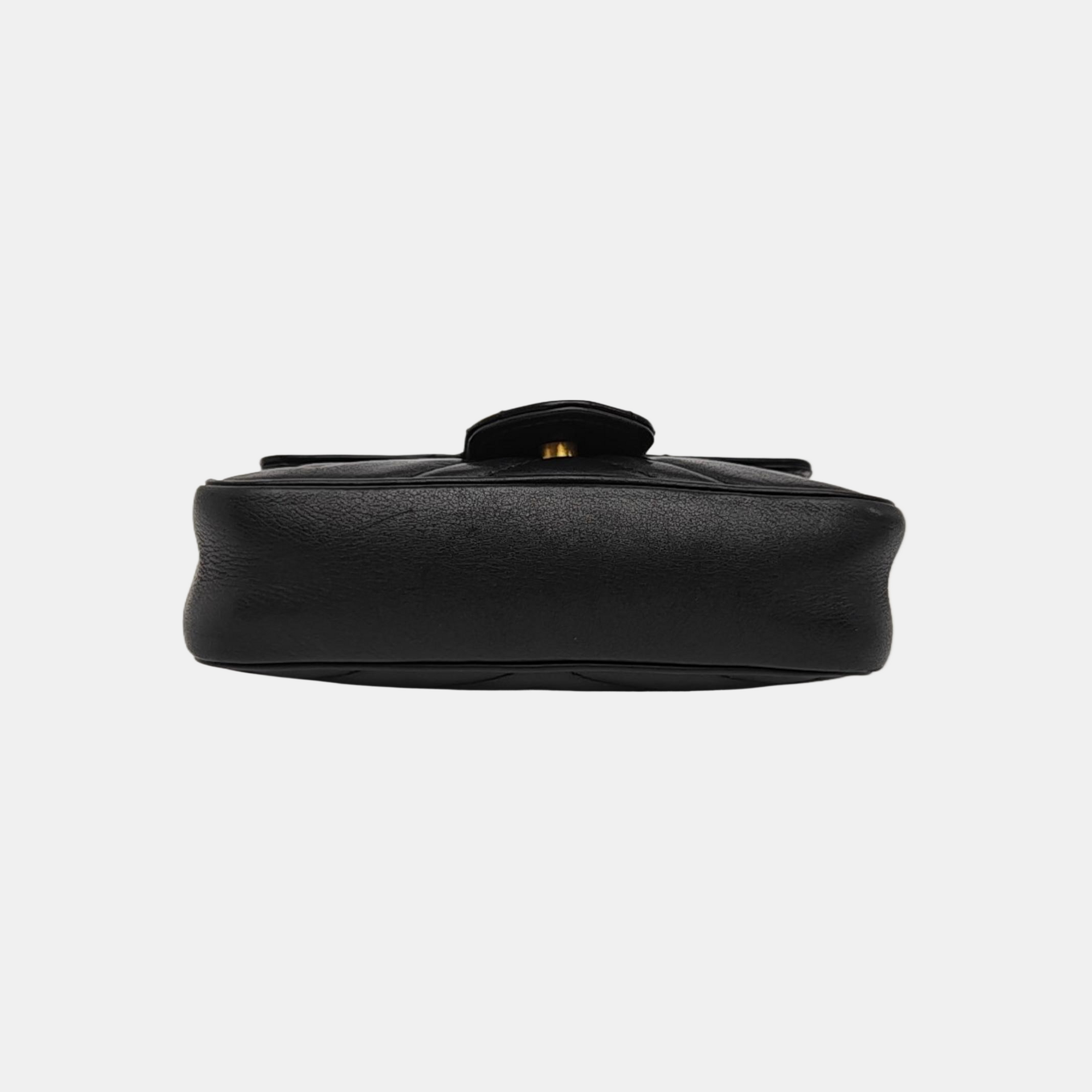 GG Marmont Mini Quilted Calfskin Black