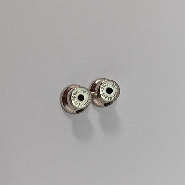 Pop H Metal Silver Stud Earrings
