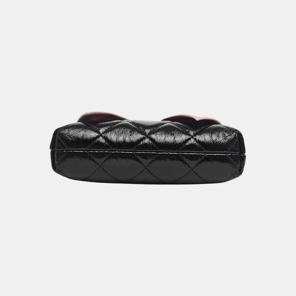 Quilted Patent Leather Shoulder Bag Black