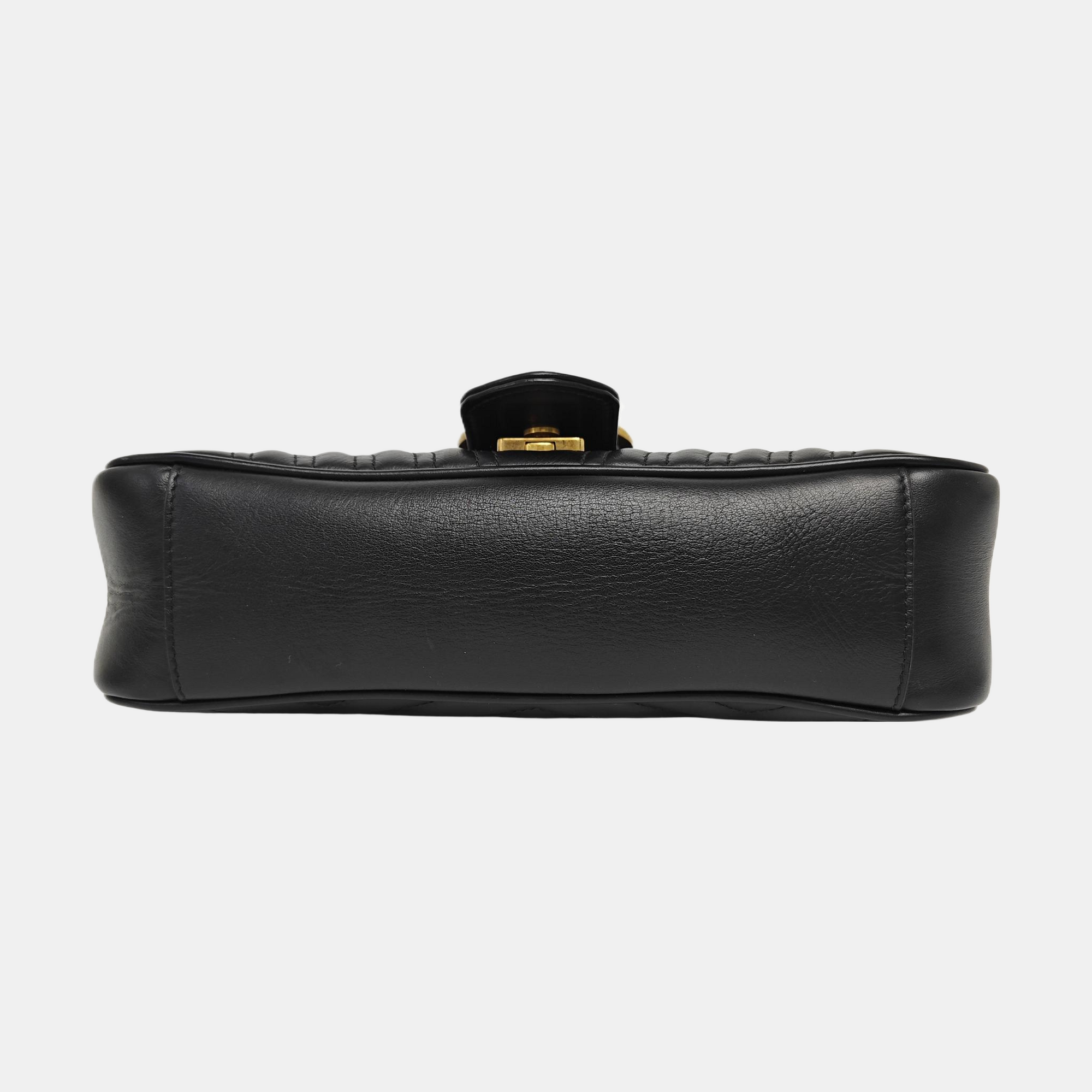 GG Marmont Medium Quilted Calfskin Black