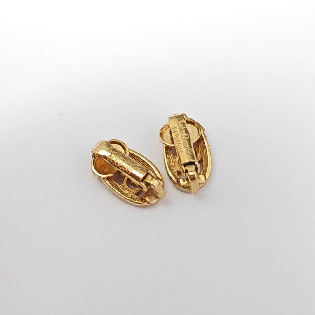 Petit CD Metal Gold Clip On Earrings