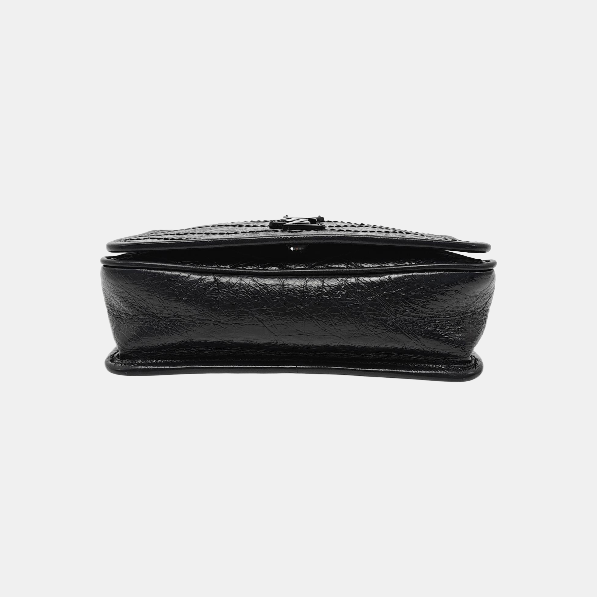 NIKI Mini Chevron, Quilted Calfskin Black