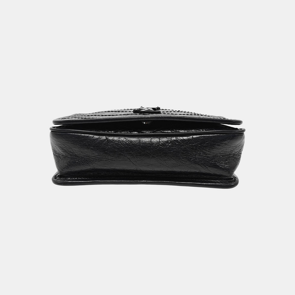 NIKI Mini Chevron, Quilted Calfskin Black
