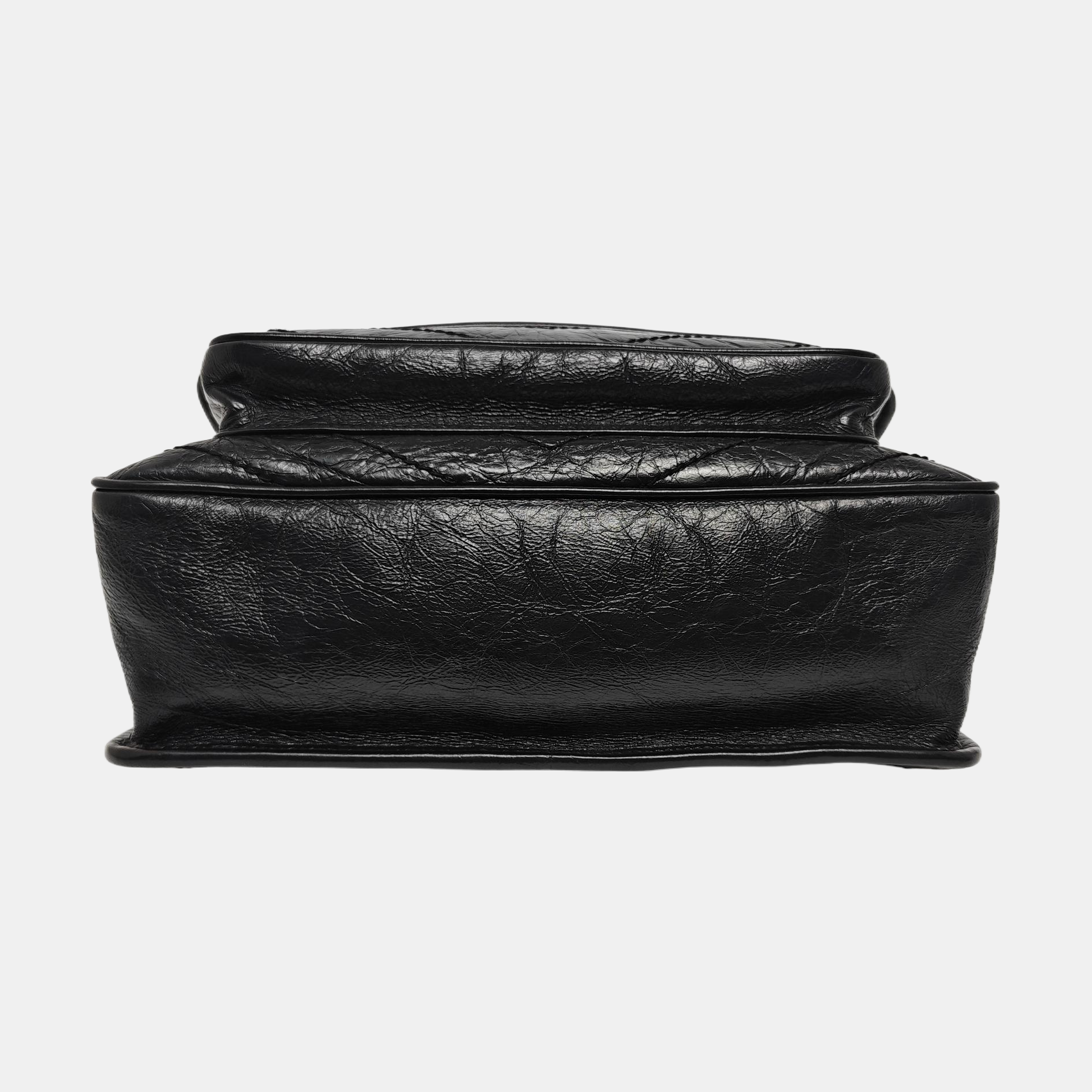 NIKI Medium Chevron Calfskin Black
