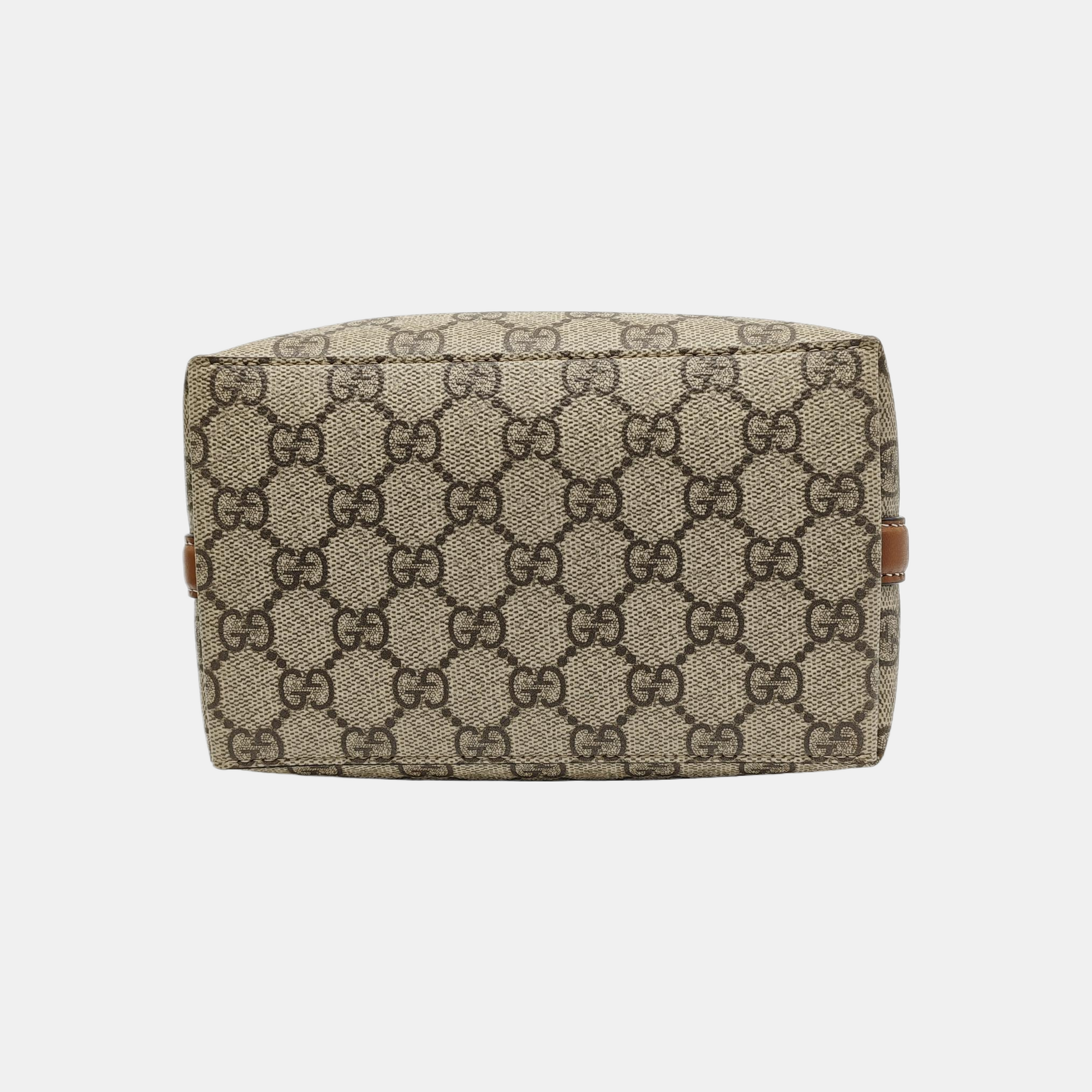 GG Emblem Small Monogram Coated Canvas Beige