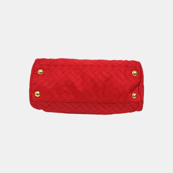 Quilted Nylon Shoulder Bag Red