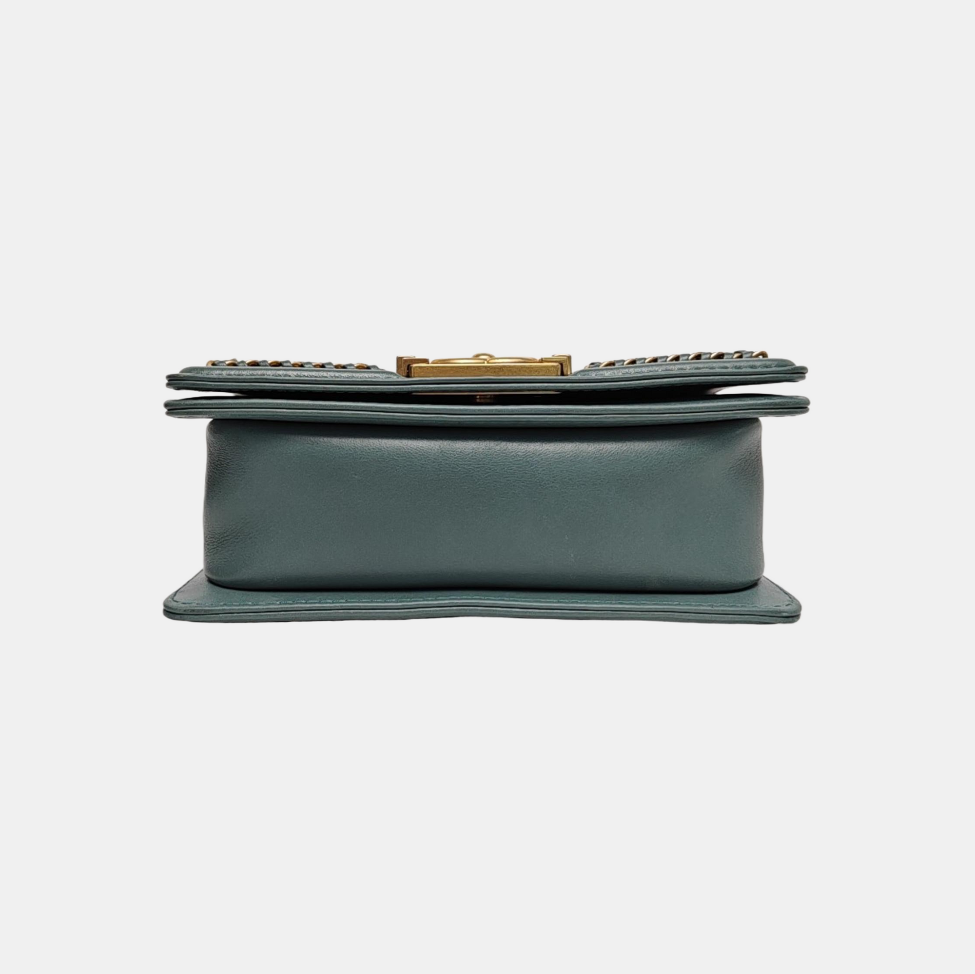 BOY CHANEL Small Quilted Calfskin Green