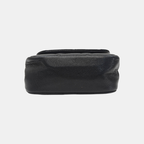 Quilted Grained Calfskin Shoulder Bag Black