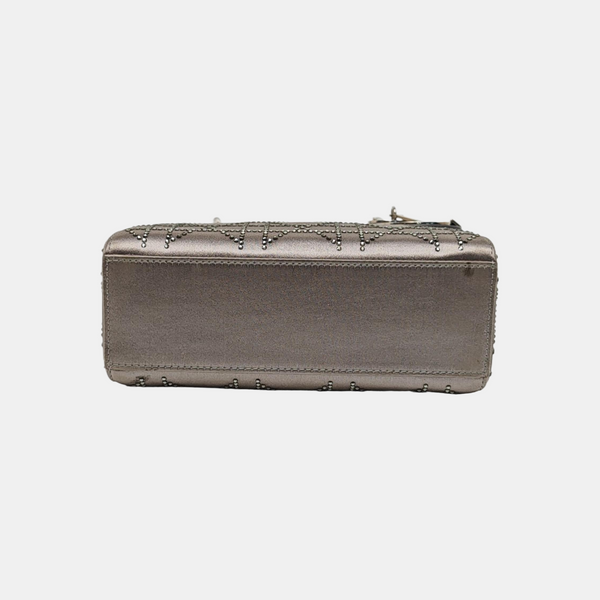 Lady Dior Mini Cannage Silk Satin Gray