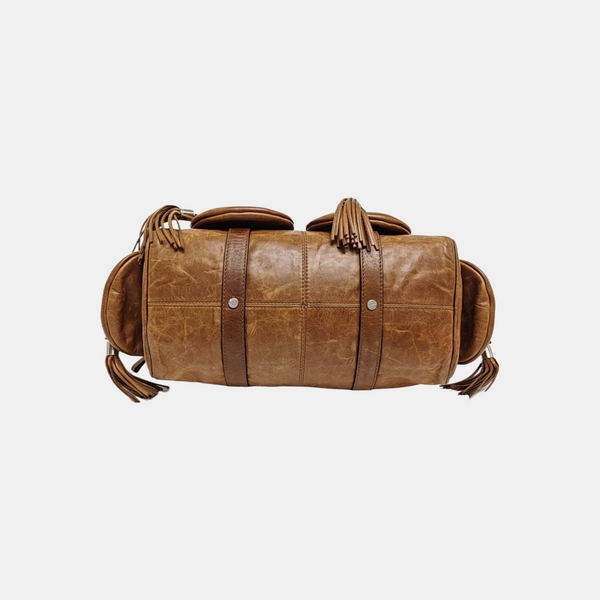 Calfskin Top Handle Bag Brown