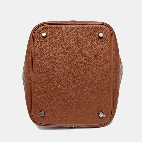 Authenticated pre-owned  Picotin Lock 22 Clemence Brown - Bucket Bag at Looply
