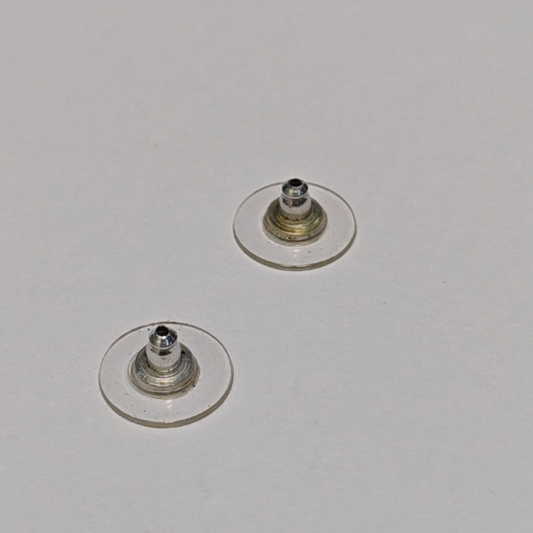 CC Logo Metal Silver Stud Earrings