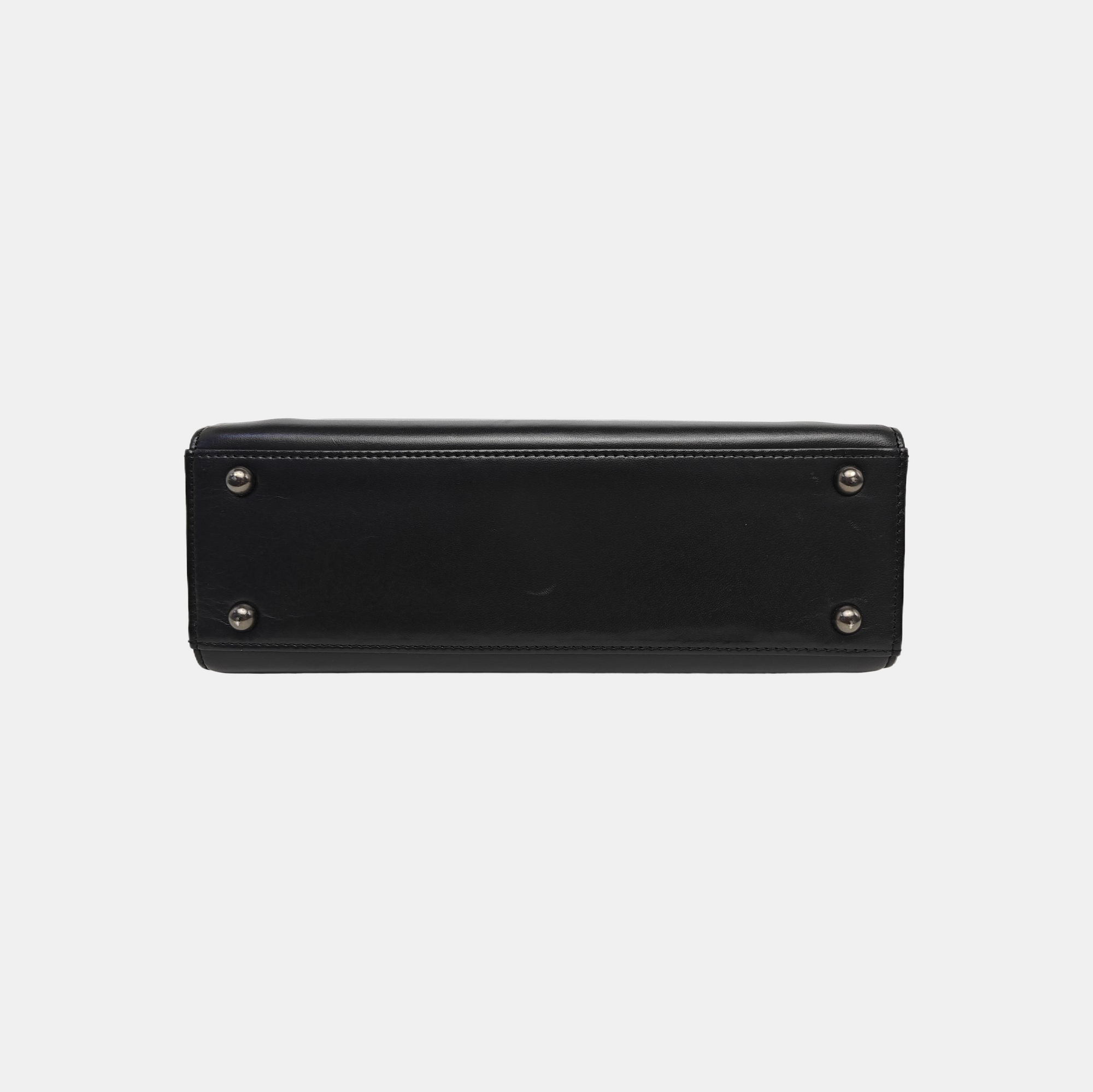 Calfskin Top Handle Bag Black