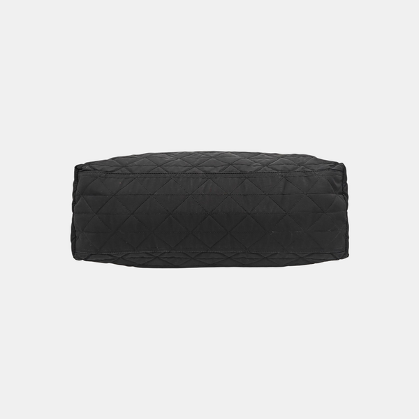 Quilted Nylon Shoulder Bag Black