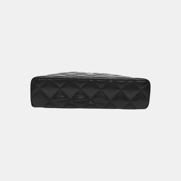 Quilted Grained Calfskin Shoulder Bag Black