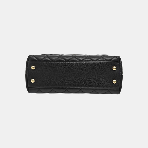 COCO HANDLE Small Quilted Grained Calfskin Black