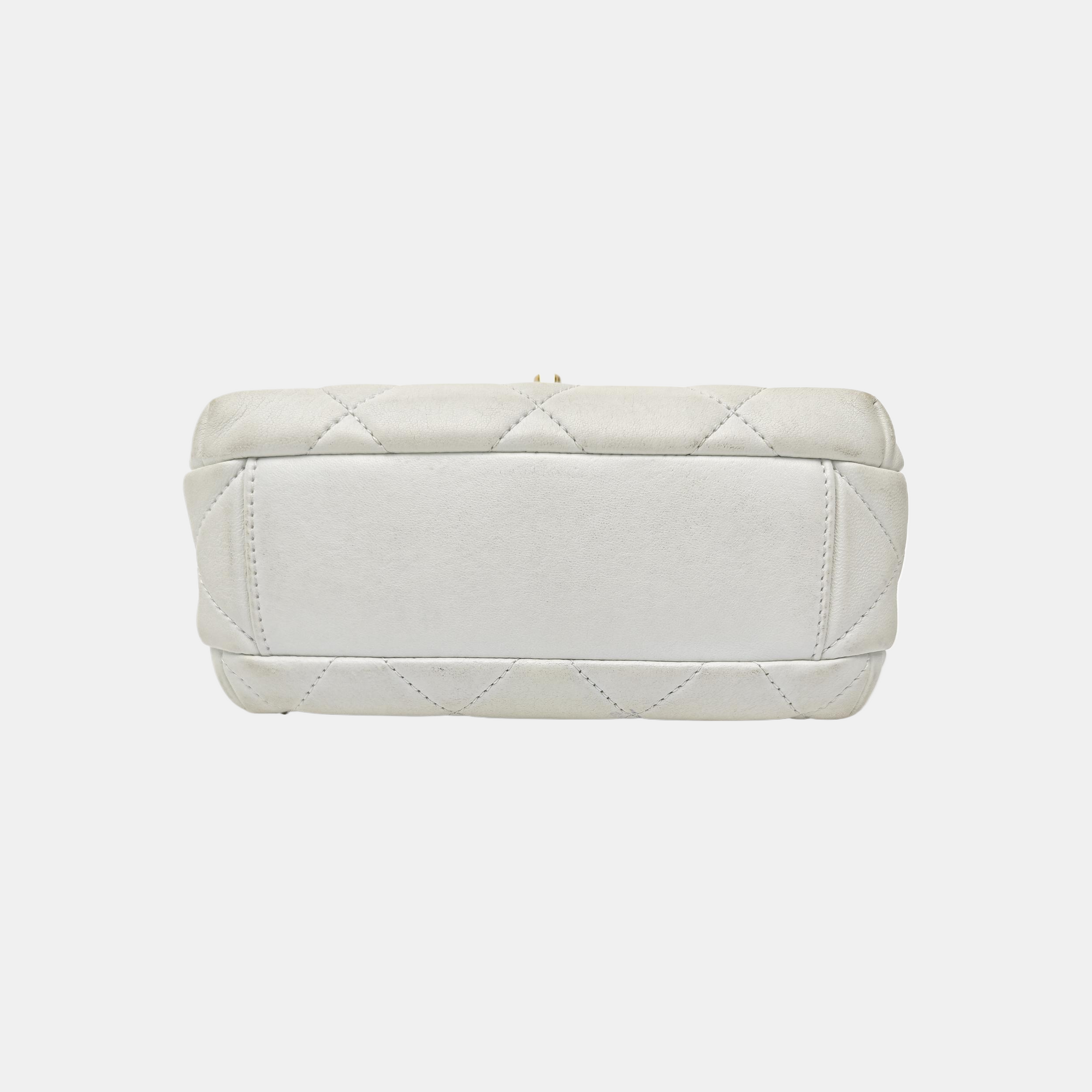 Quilted Lambskin Shoulder Bag White