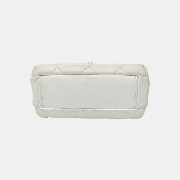 Quilted Lambskin Shoulder Bag White