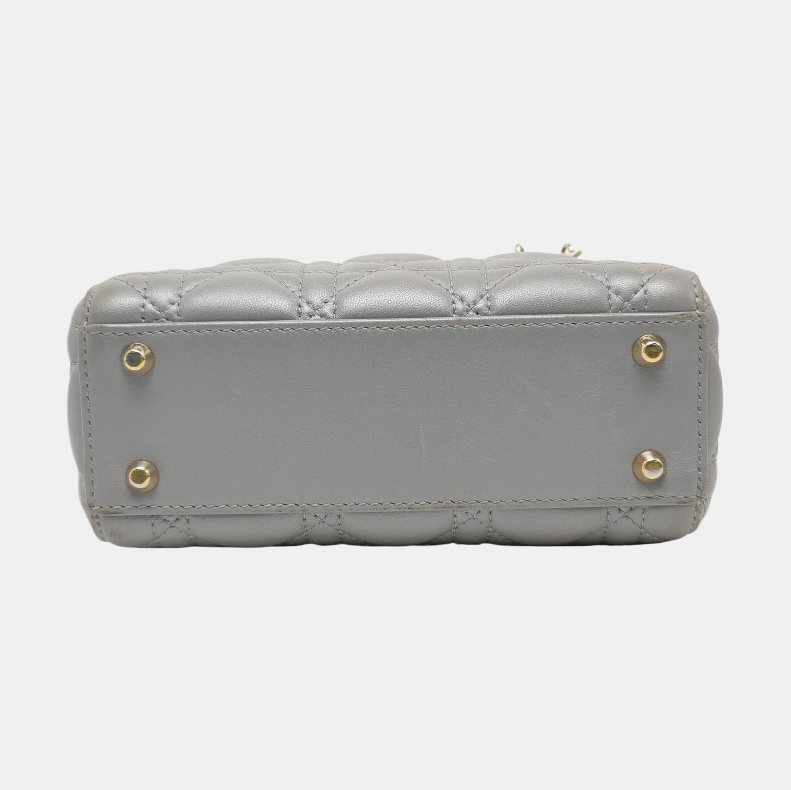 Lady Dior Mini Cannage Lambskin Gray