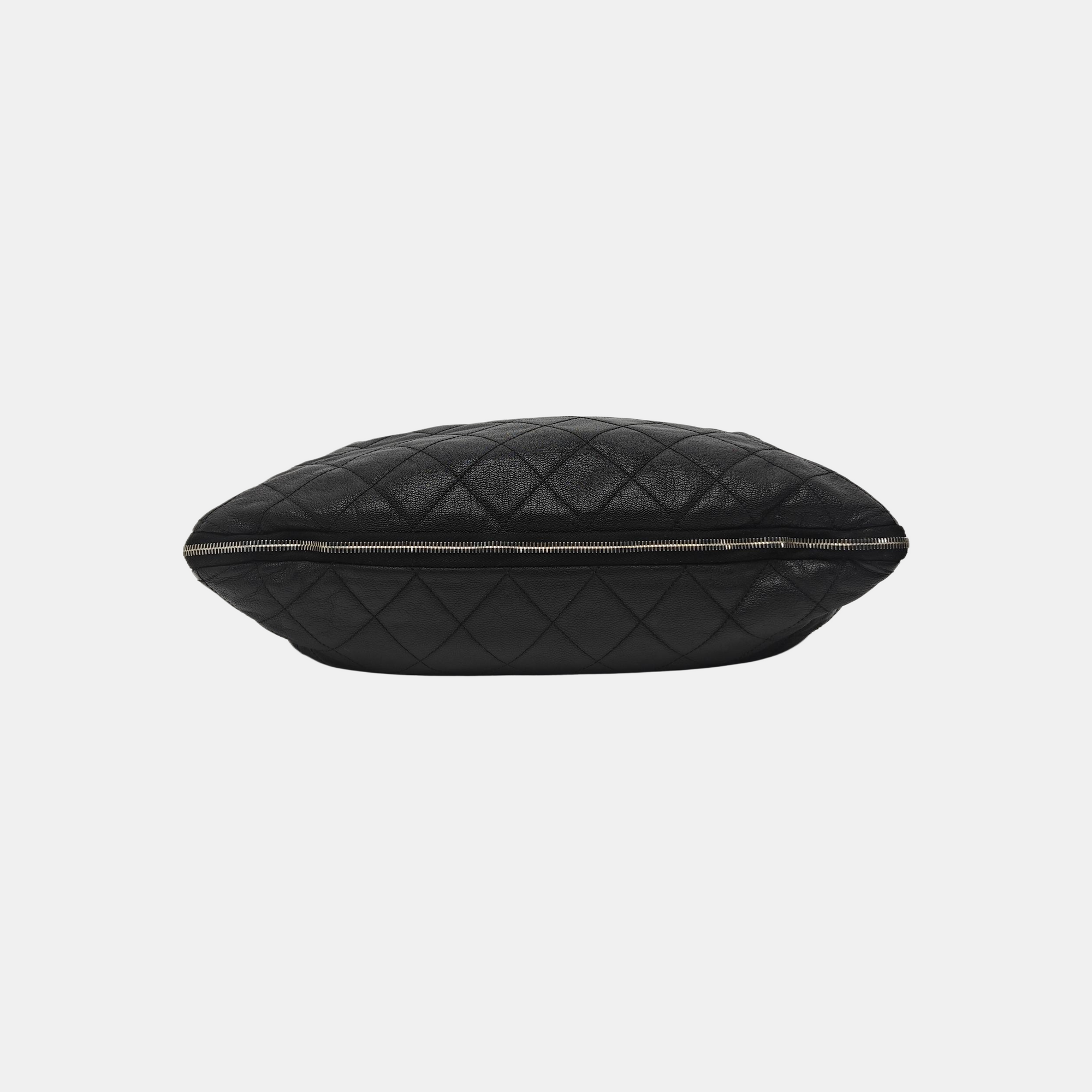 Quilted Calfskin Top Handle Bag Black