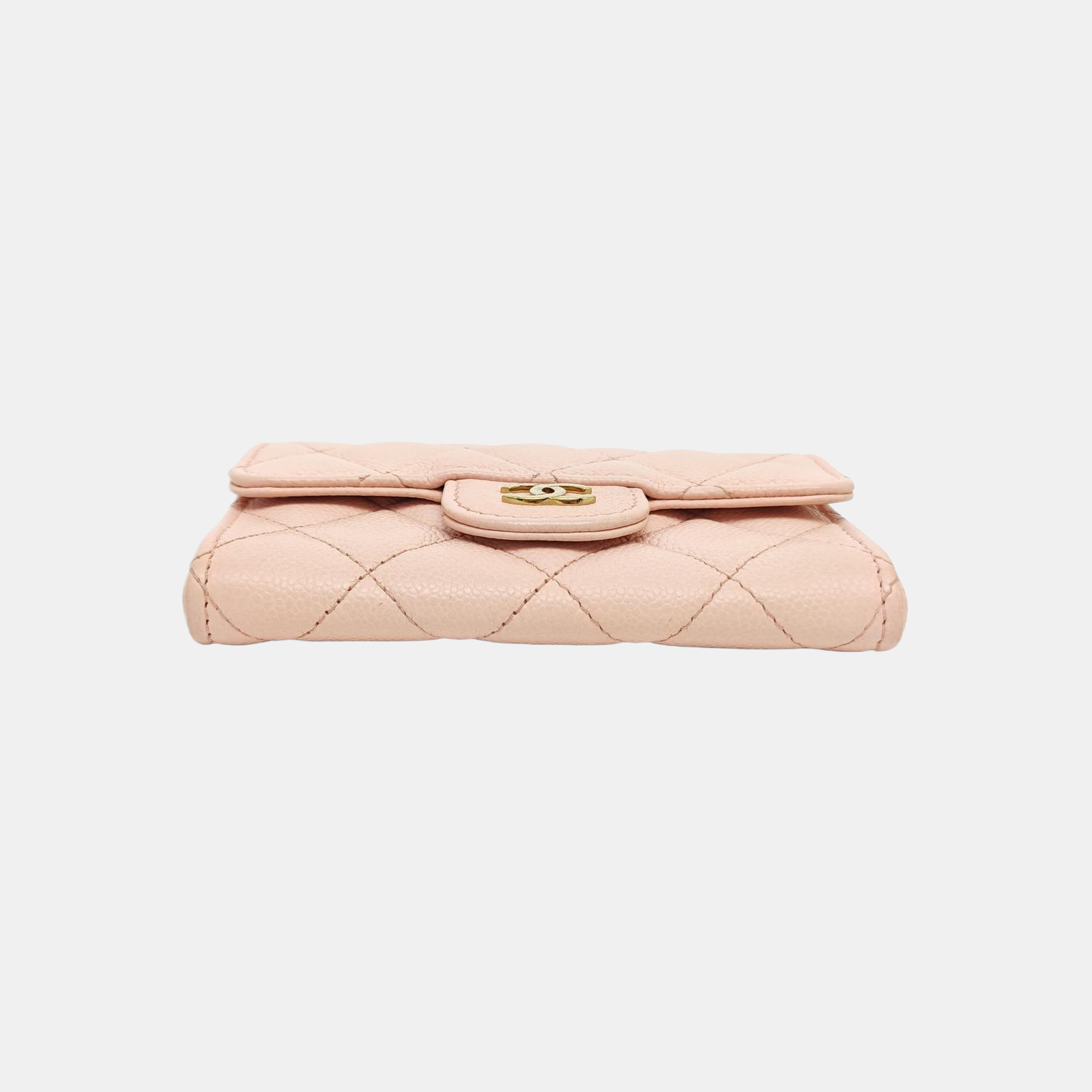 CLASSIC FLAP Quilted Grained Calfskin Pink Card Holder