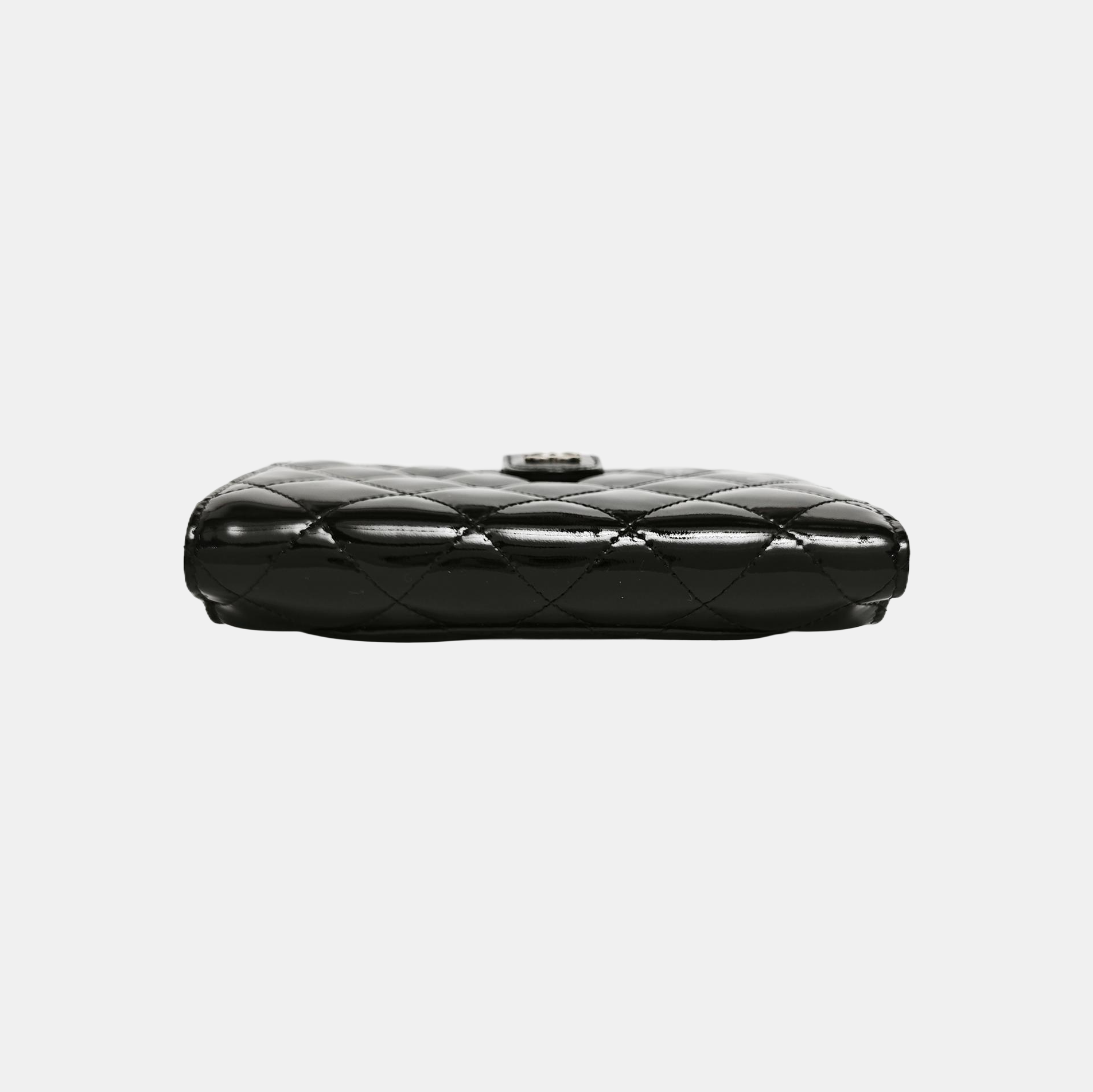 Quilted Patent Leather Wallet Black