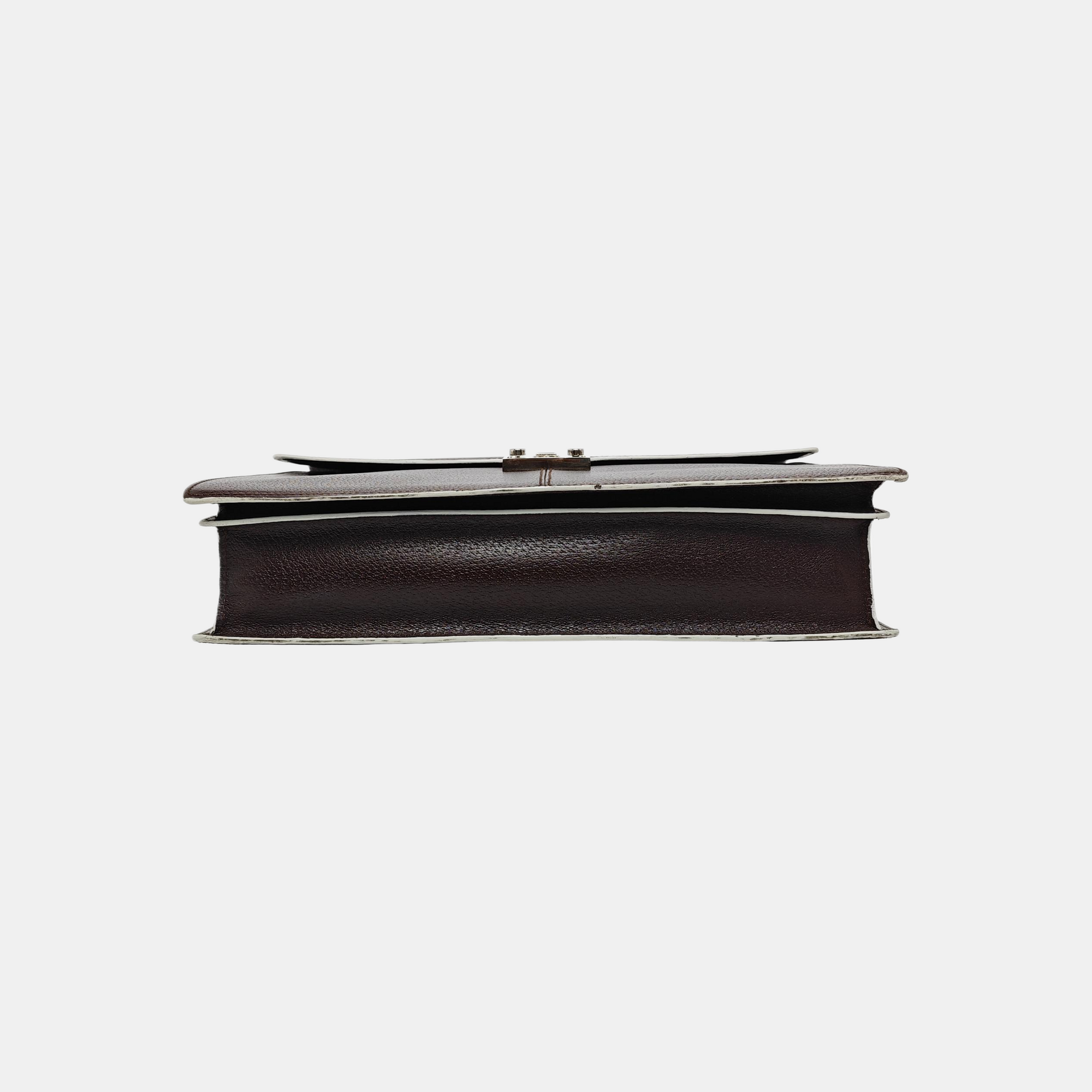 Calfskin Top Handle Bag Brown