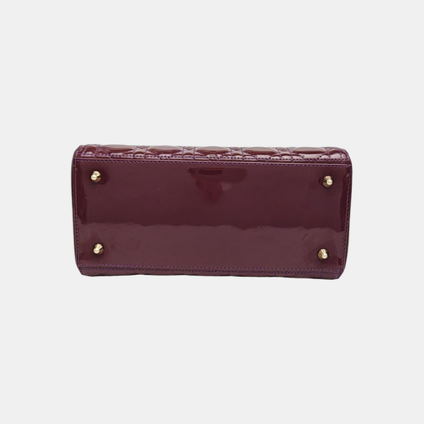 Lady Dior Medium Cannage Patent Leather Purple