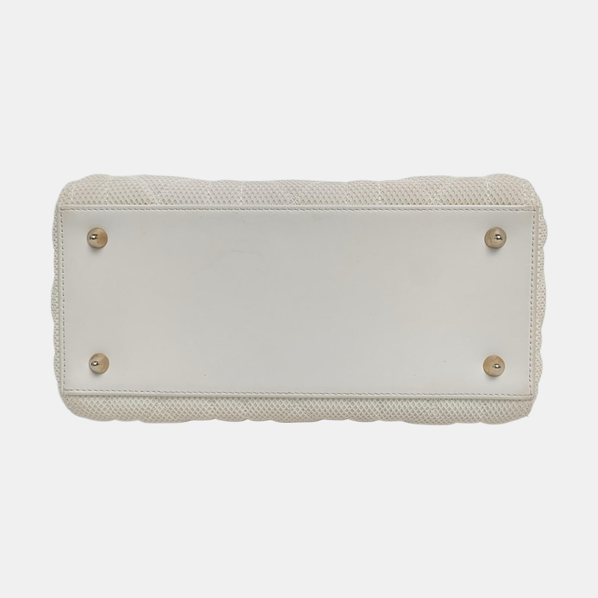 Lady D-Lite Medium Cannage Fabric White