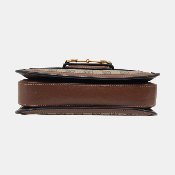 Horsebit 1955 Medium Monogram Coated Canvas Beige