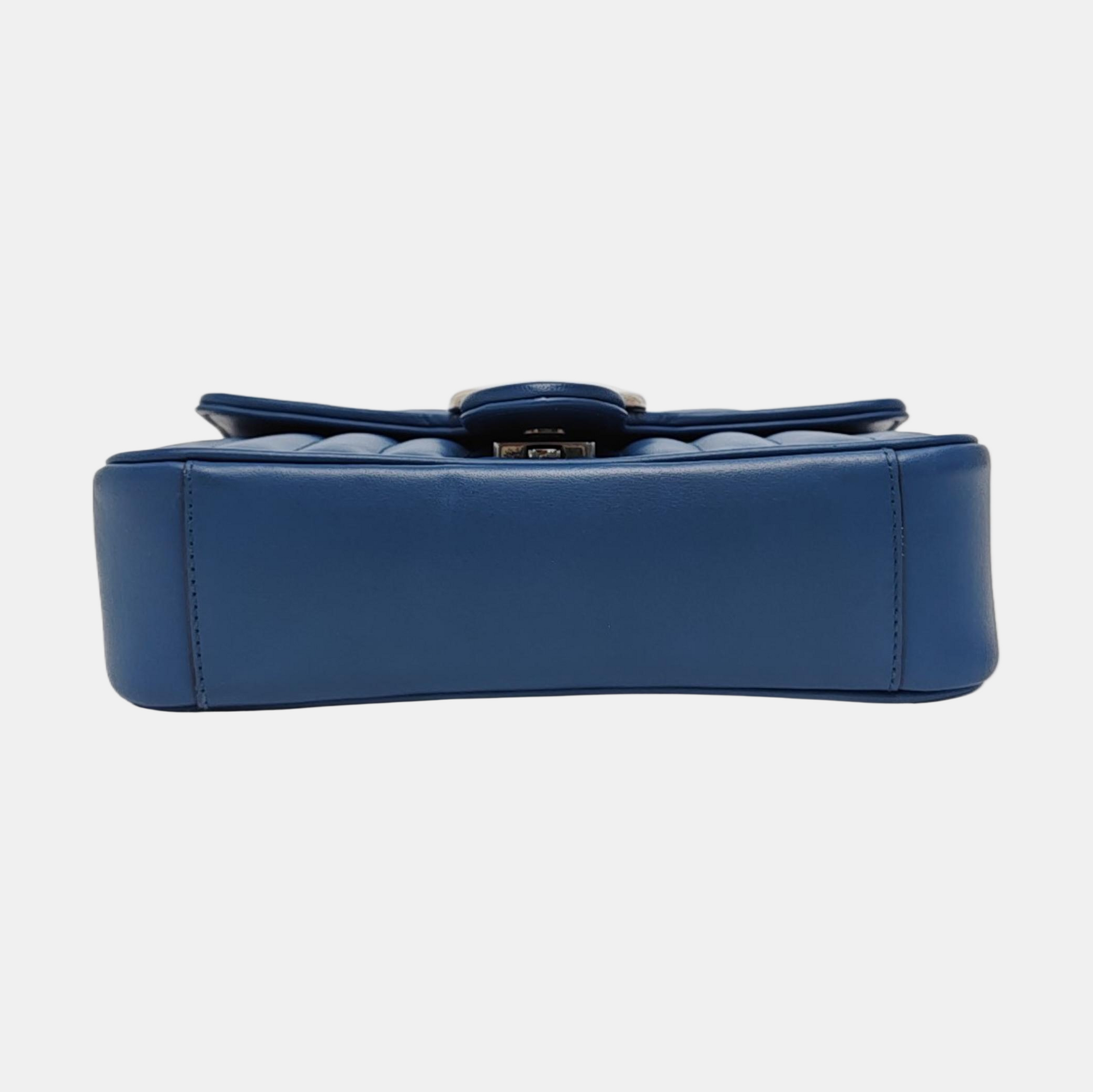 GG Marmont Small Quilted Calfskin Blue