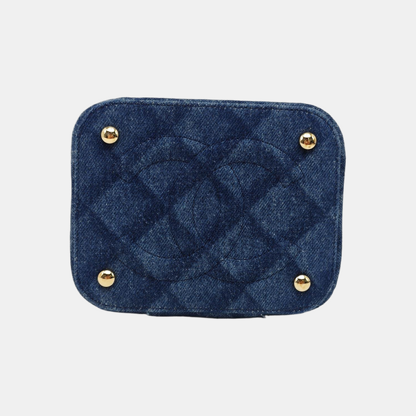 VINTAGE COSMETIC BAGS Quilted Denim Blue