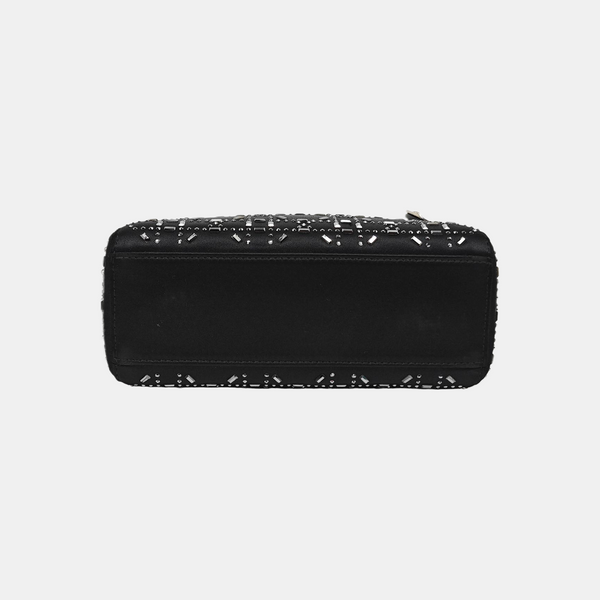 Lady Dior Mini Cannage Silk Satin Black