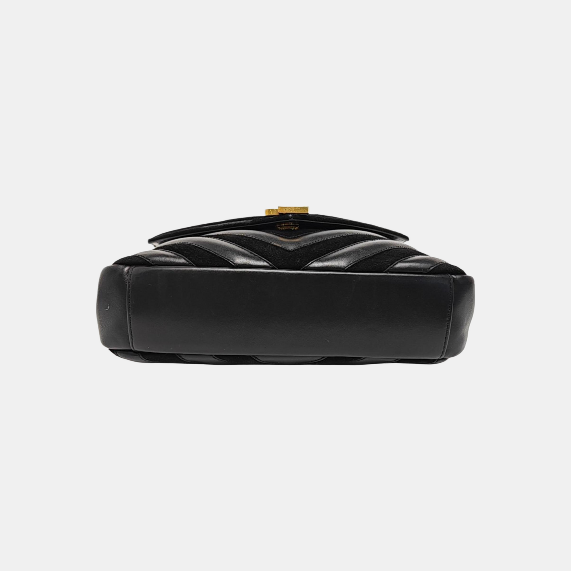COLLEGE Medium Chevron Lambskin Black