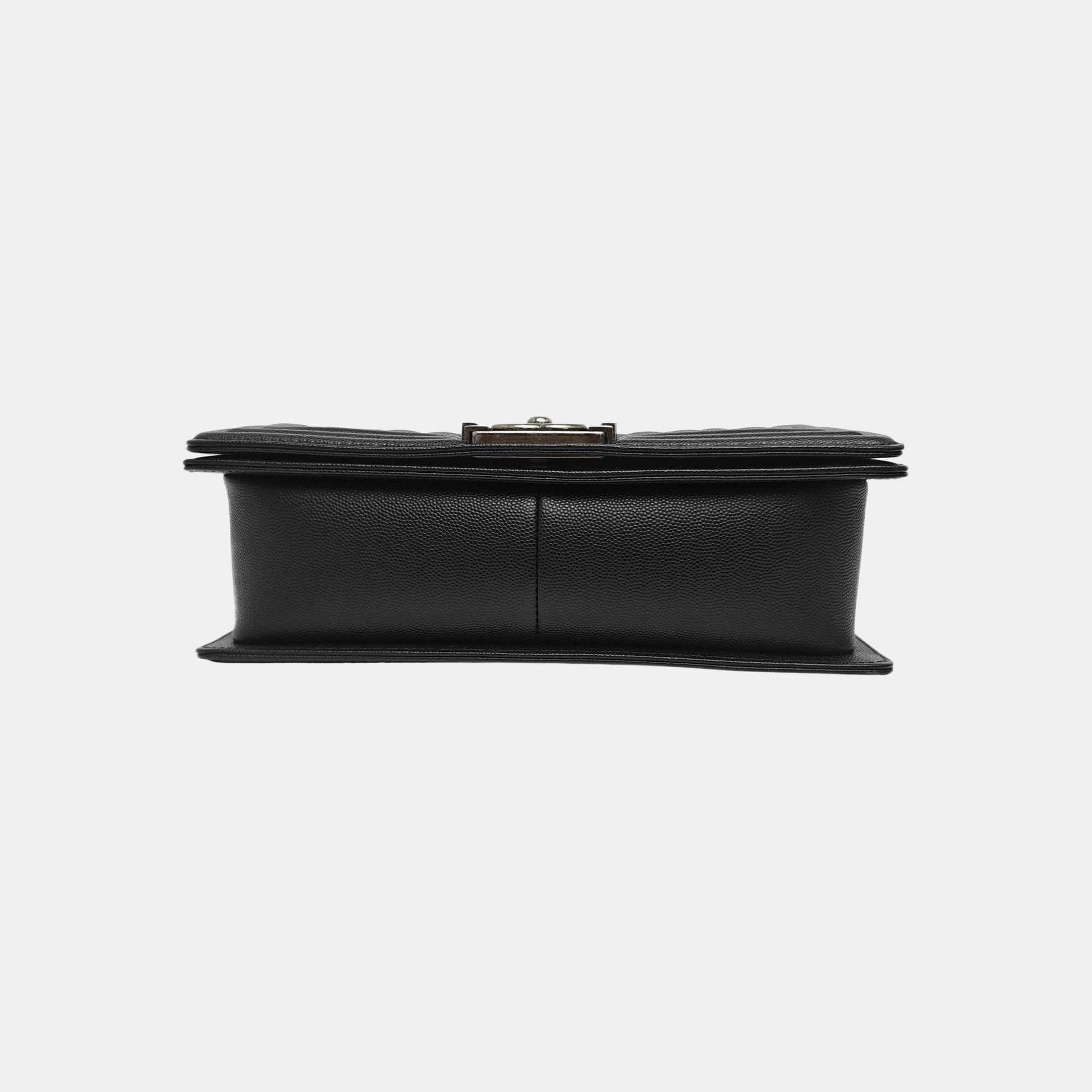 BOY CHANEL Medium Quilted Grained Calfskin Black
