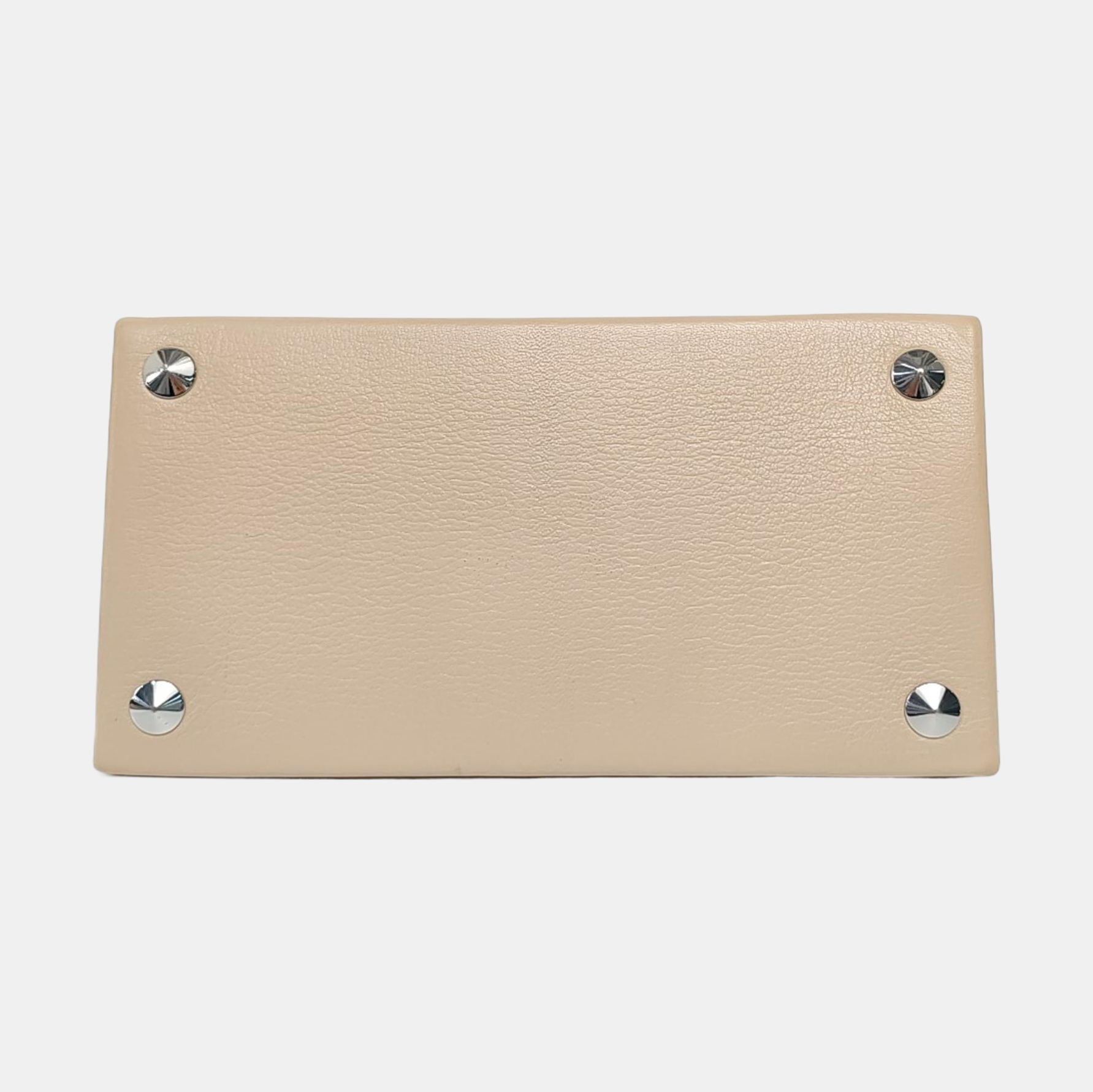 Calfskin Top Handle Bag Beige