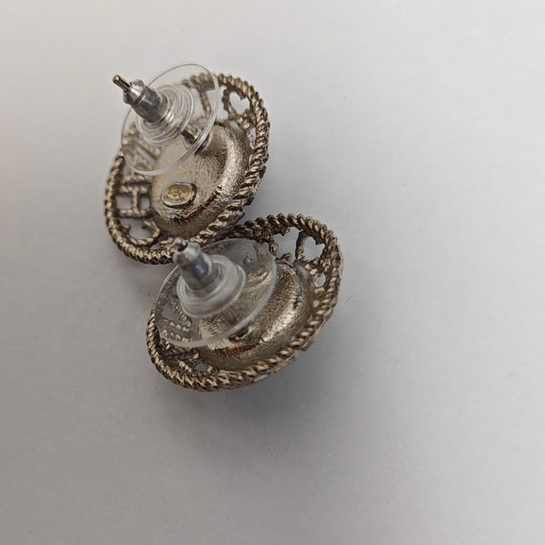 Metal White Stud Earrings