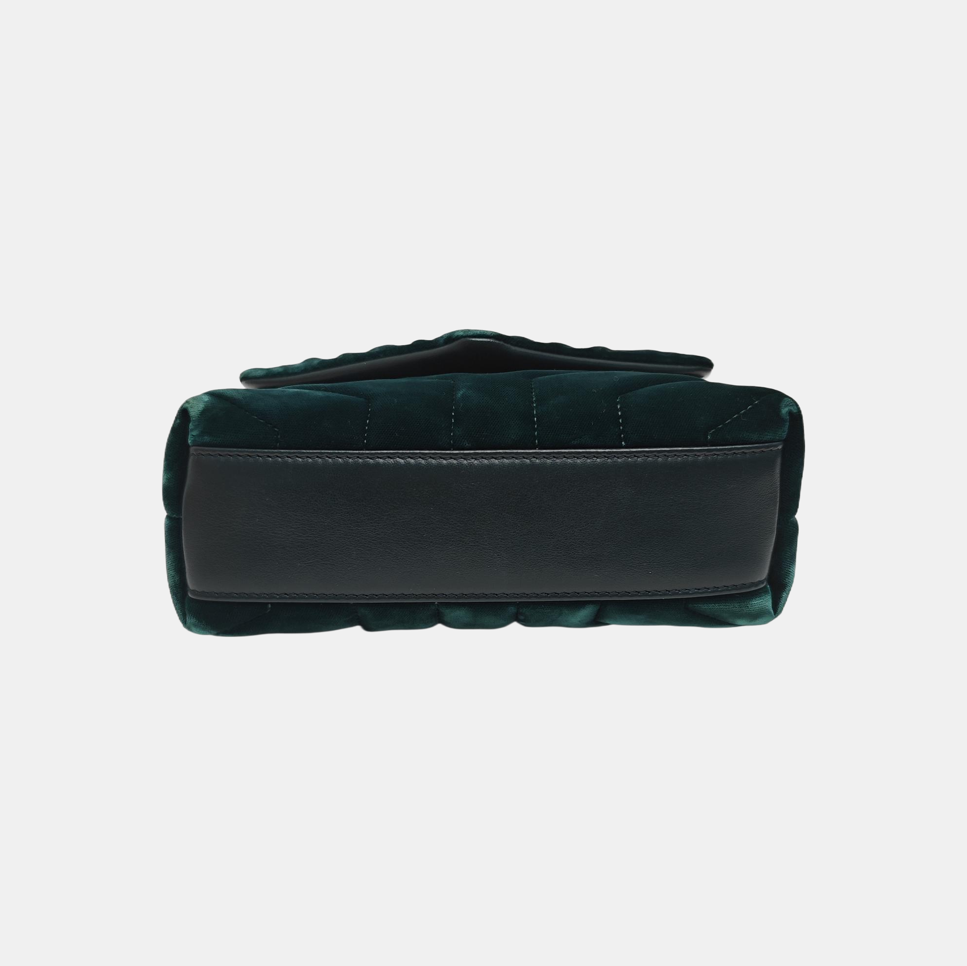 LOULOU Extra Small Chevron Velvet Green