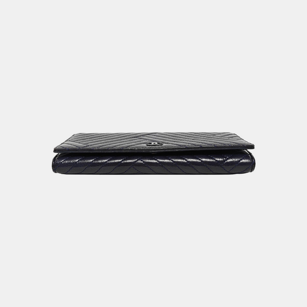 Chevron Patent Leather Wallet Blue